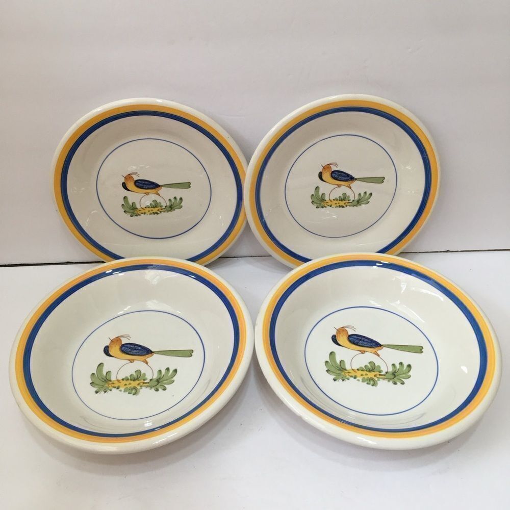 SAN MARCIANO CERAMIDE BIRD DESIGN 2 BOWLS 2 DESERT PLATES